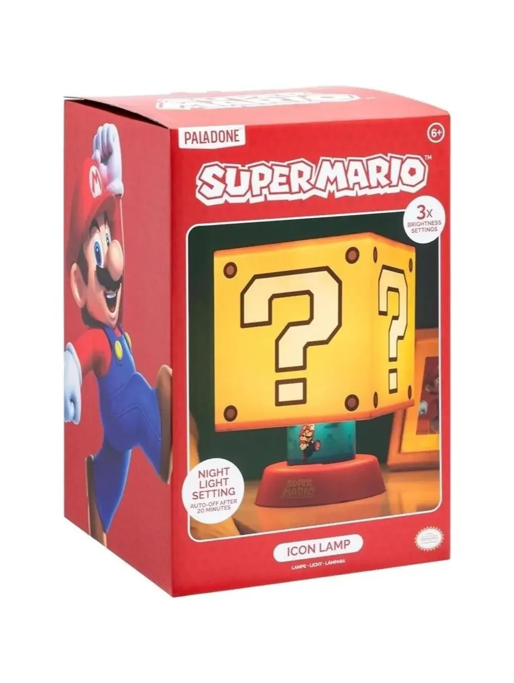 Super Mario Icon Cube LED Night Light, Dimmable Yellow Lamp, New, Nintendo
